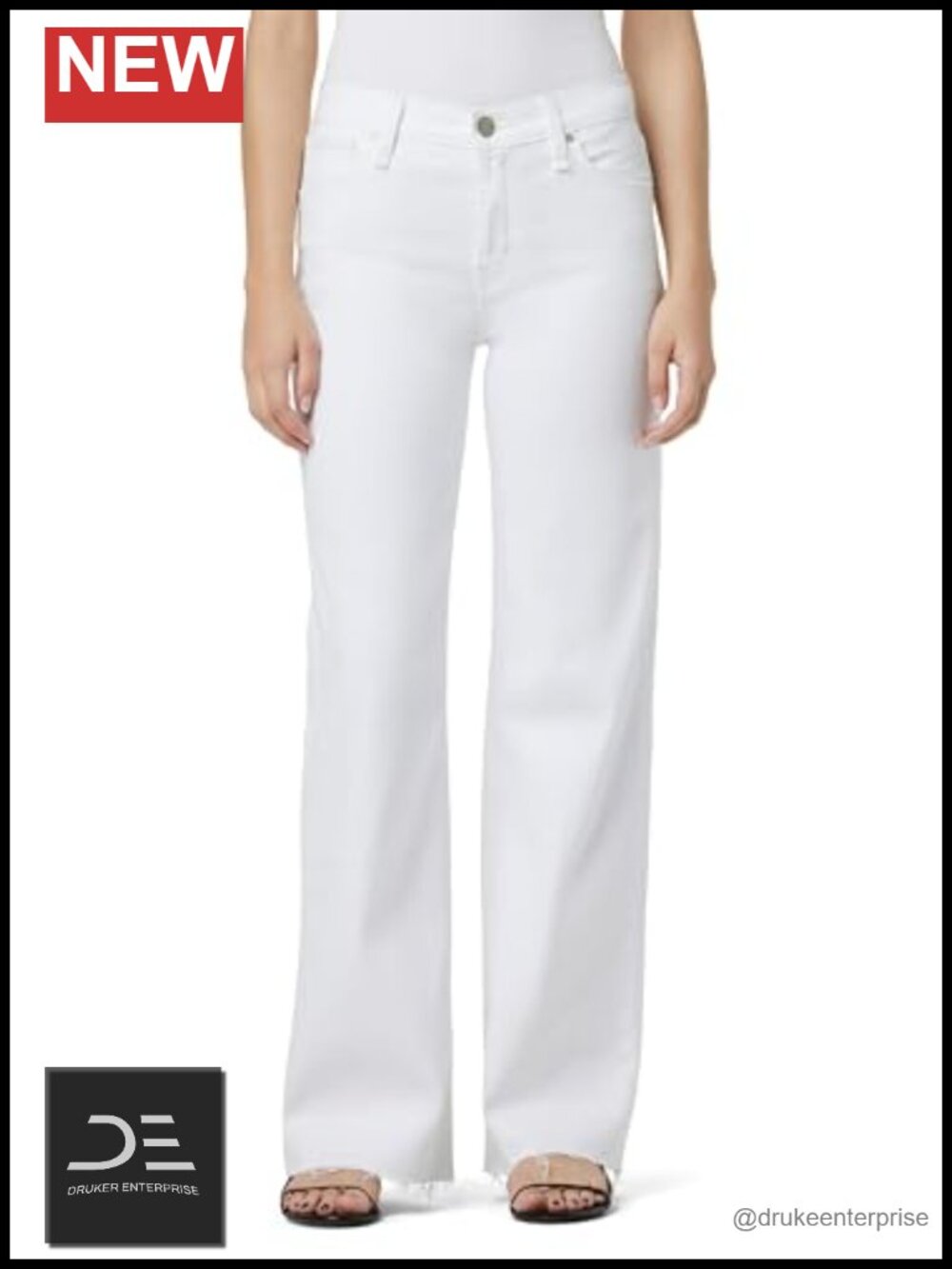 Hudson Rosie High Rise Wide Leg Jean in White Lily - Premium Denim, 63% Cotton,